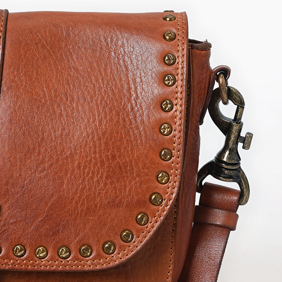 Spaghetti Western Swc155Cg Envelope Vintage Handmade Drum Dyed Genuine European Cowhide Leather Women Bag Western Handbag Purse