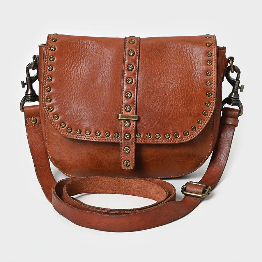 Spaghetti Western Swc155Cg Envelope Vintage Handmade Drum Dyed Genuine European Cowhide Leather Women Bag Western Handbag Purse