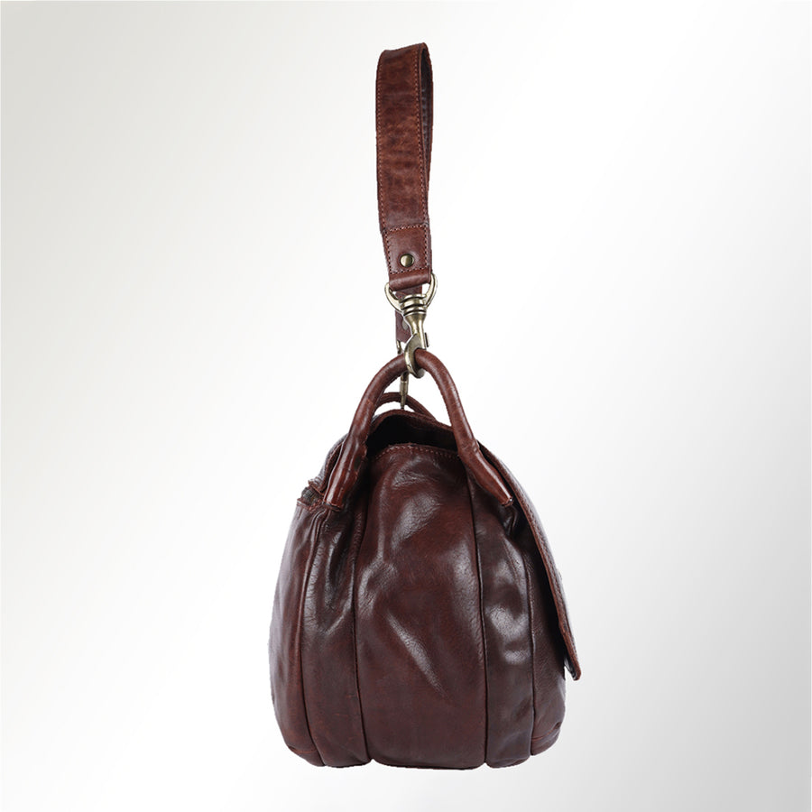 Spaghetti Western Swc156Brn Cross Body I Vintage Handmade Drum Dyed Genuine European Cowhide Leather Women Bag Western Handbag Purse