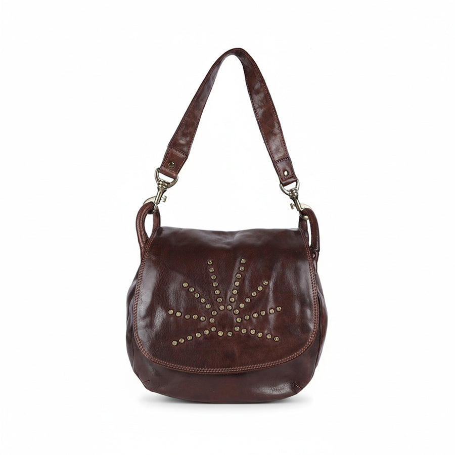 Spaghetti Western Swc156Brn Cross Body I Vintage Handmade Drum Dyed Genuine European Cowhide Leather Women Bag Western Handbag Purse
