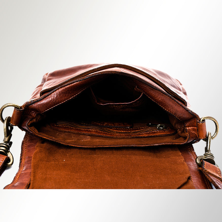 Spaghetti Western Swc158Cg Cross Body I Vintage Handmade Drum Dyed Genuine European Cowhide Leather Women Bag Western Handbag Purse