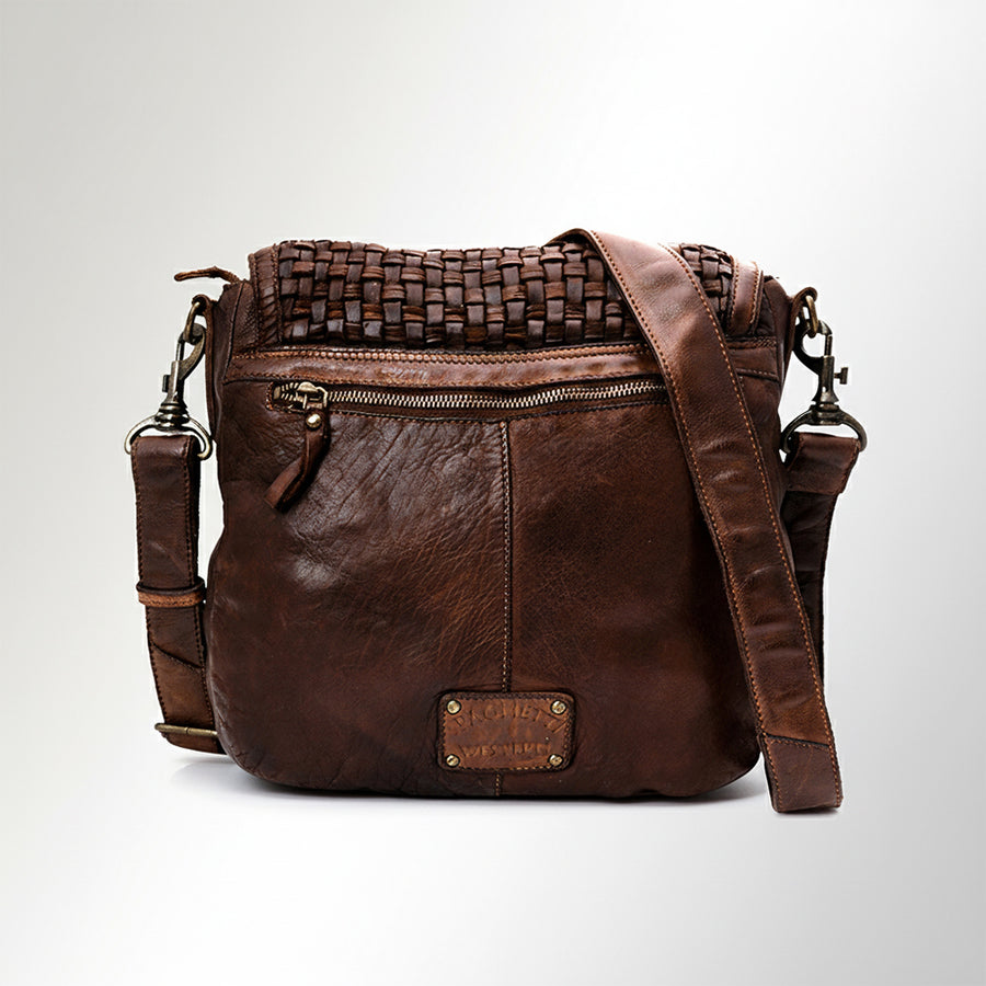 Spaghetti Western Swc160Brn Cross Body I Vintage Handmade Drum Dyed Genuine European Cowhide Leather Women Bag Western Handbag Purse