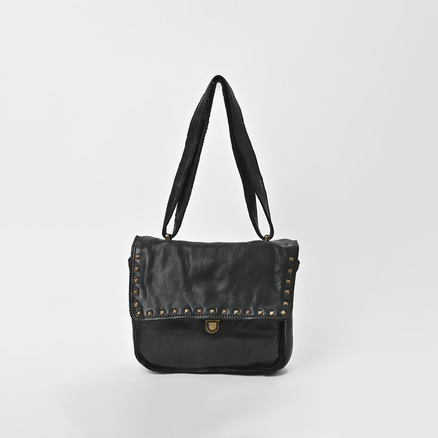 Spaghetti Western Swc163Blk Envelope Vintage Handmade Drum Dyed Genuine European Cowhide Leather Women Bag Western Handbag Purse