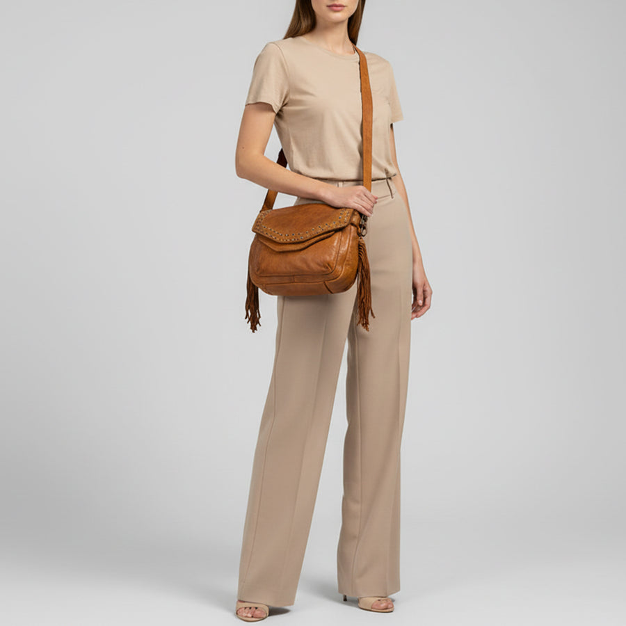 Spaghetti Western Swc164Bcg Cross Body I Vintage Handmade Drum Dyed Genuine European Cowhide Leather Women Bag Western Handbag Purse