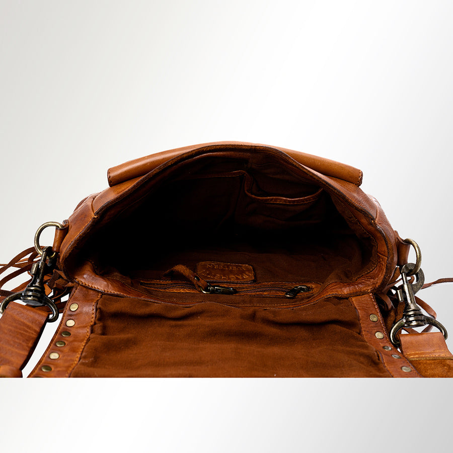 Spaghetti Western Swc164Bcg Cross Body I Vintage Handmade Drum Dyed Genuine European Cowhide Leather Women Bag Western Handbag Purse