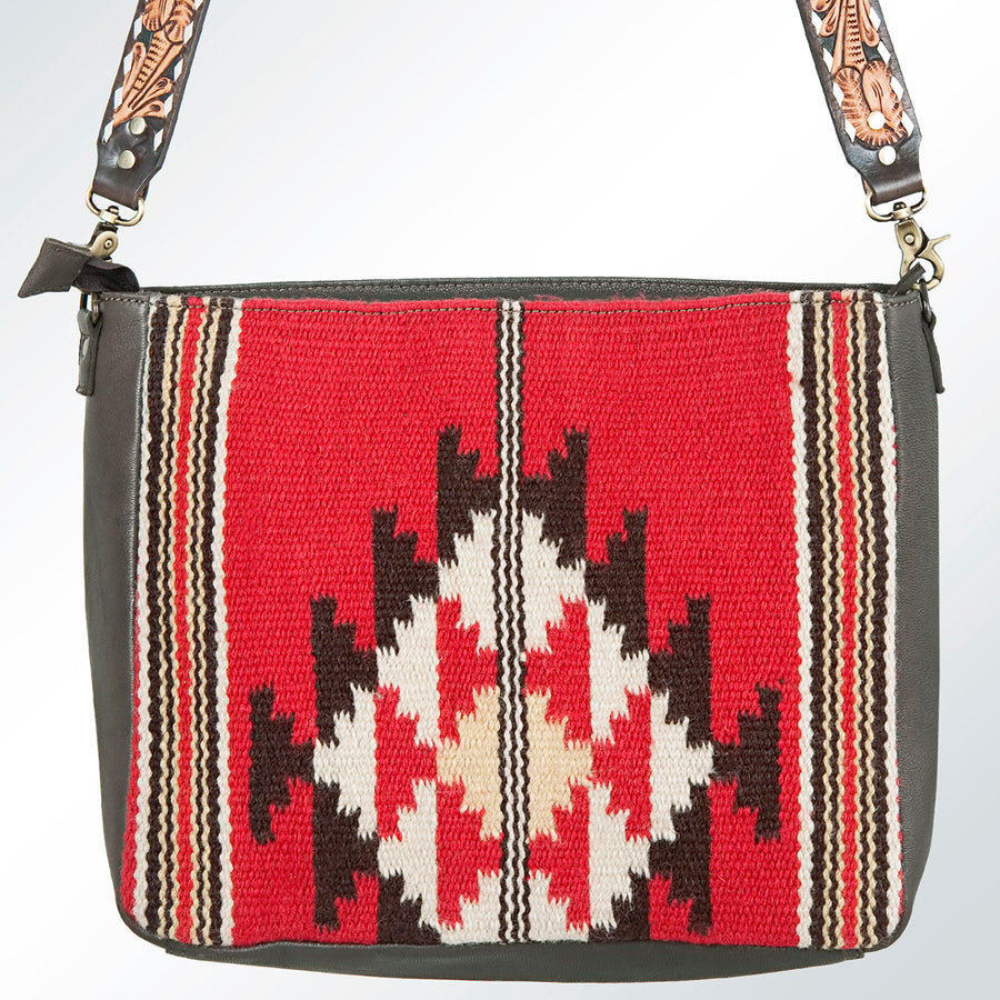 American Darling Envelope Hand Woven Saddle Blanket Floral Tooled Genuine Leather Buck Stitched Western Accessories