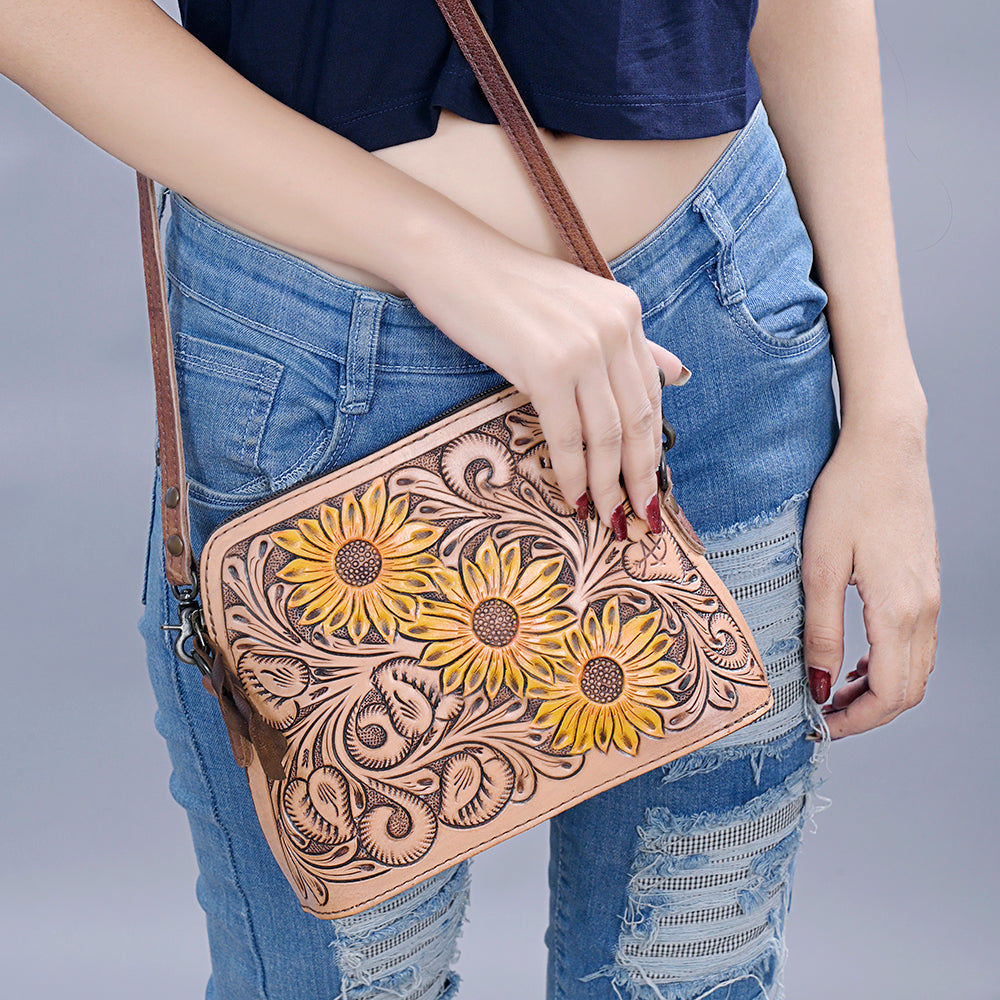 American Darling Cross Body Hand Tooled Genuine Leather Western Women Bag Handbag Purse | Crossbody for Cute