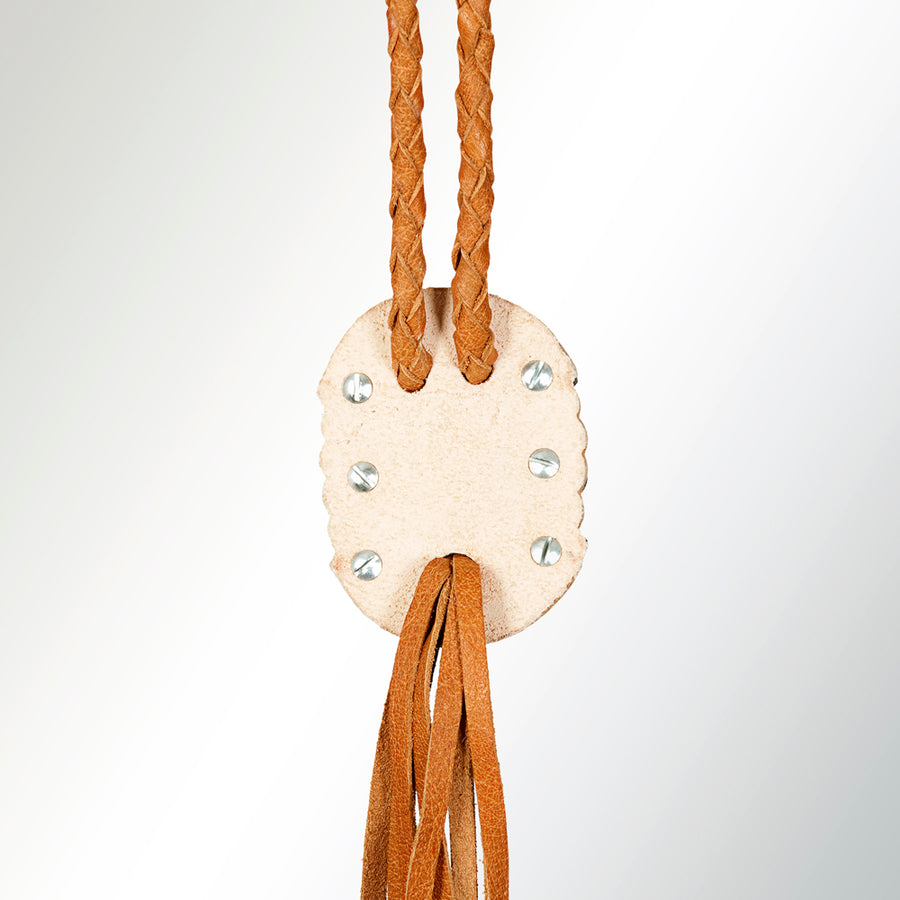 American Darling ADJW107A Braided Genuine Leather Jewelry Necklace with Concho
