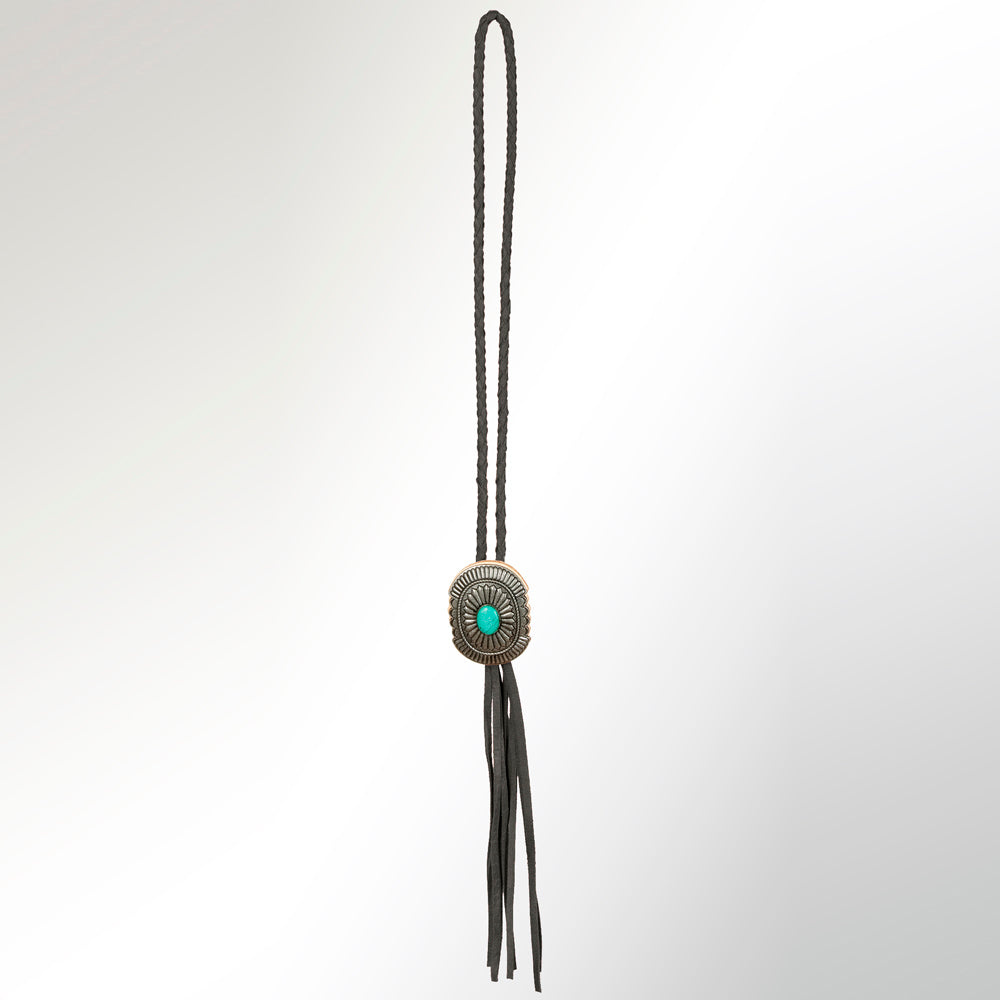 American Darling ADJW107B Braided Genuine Leather Jewelry Necklace with Concho
