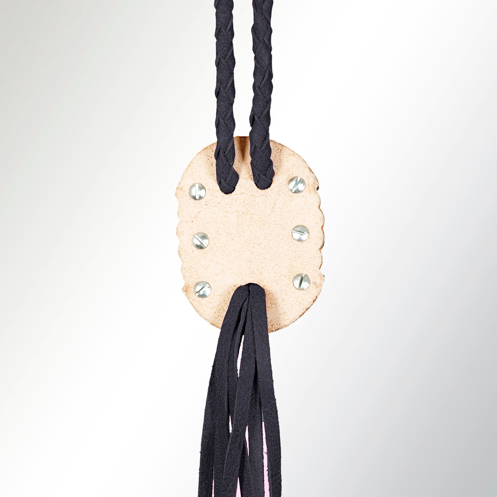 American Darling ADJW107B Braided Genuine Leather Jewelry Necklace with Concho