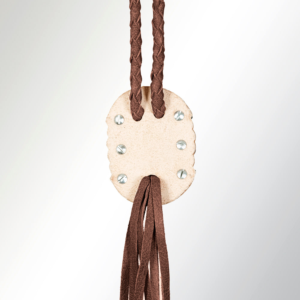 American Darling ADJW107C Braided Genuine Leather Jewelry Necklace with Concho