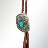 American Darling ADJW107C Braided Genuine Leather Jewelry Necklace with Concho