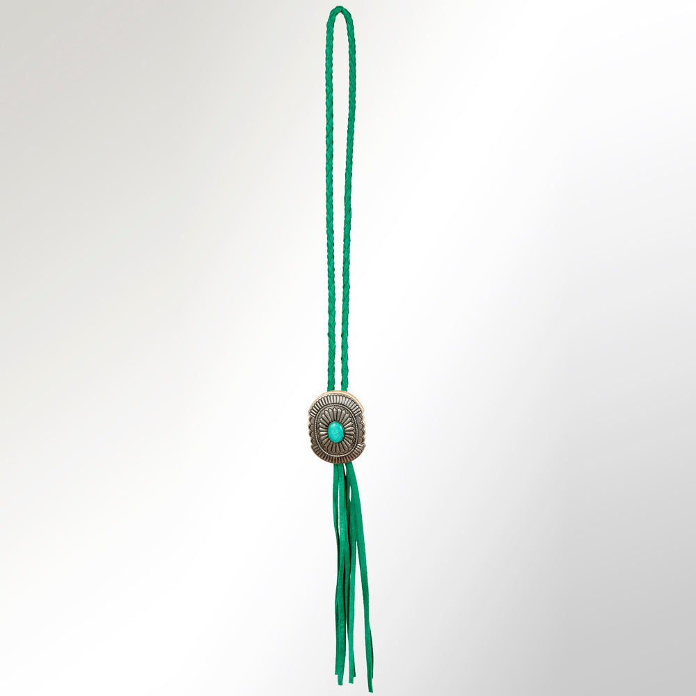 American Darling ADJW107D Braided Genuine Leather Jewelry Necklace with Concho