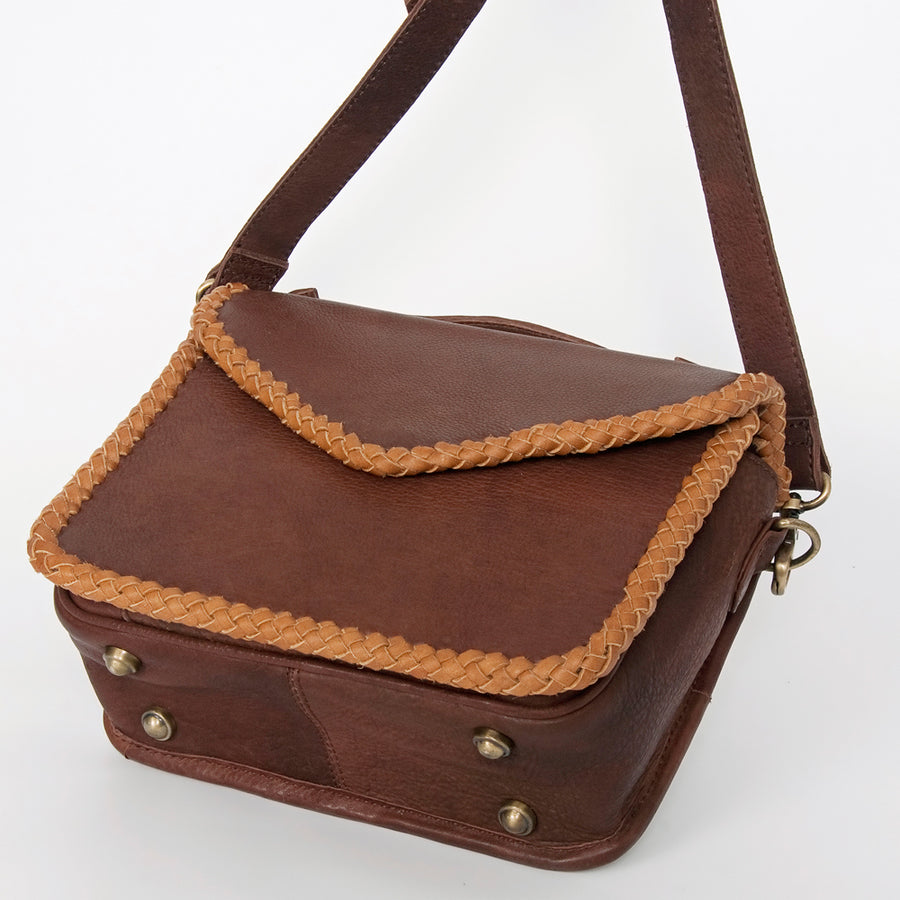 American Darling Envelope Bag, Handcrafted Genuine Vegetable-Tanned Leather Western Purse with Braided Detailing