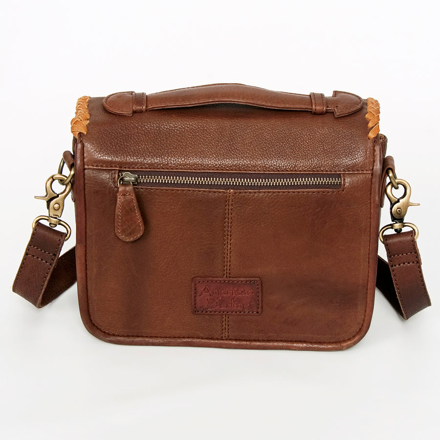 American Darling Envelope Bag, Handcrafted Genuine Vegetable-Tanned Leather Western Purse with Braided Detailing