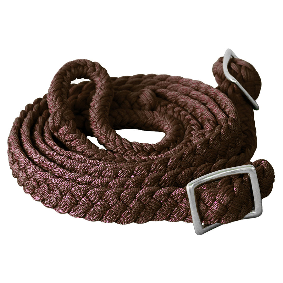 1" X 8Ft Hilason Braided Poly Horse Barrel Reins Flat with Easy Grip Knots - Uhorse