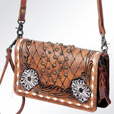 American Darling ADBG485Q Organiser Hand Tooled Genuine Leather Women Bag Western Handbag Purse