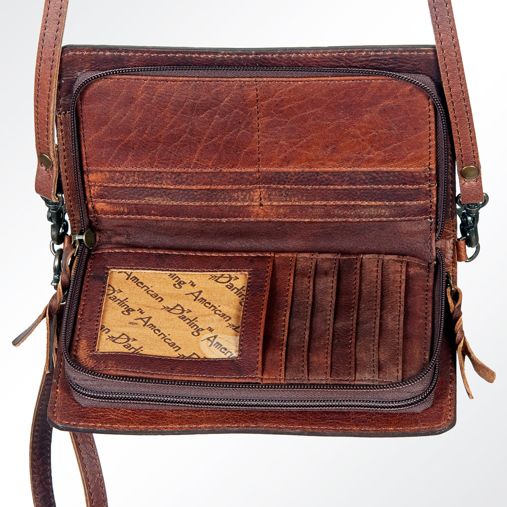 American Darling ORGANISER Upcycled Wool Genuine Leather women bag western handbag purse