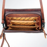 American Darling ADBG485R Organiser Hand Tooled Genuine Leather Women Bag Western Handbag Purse