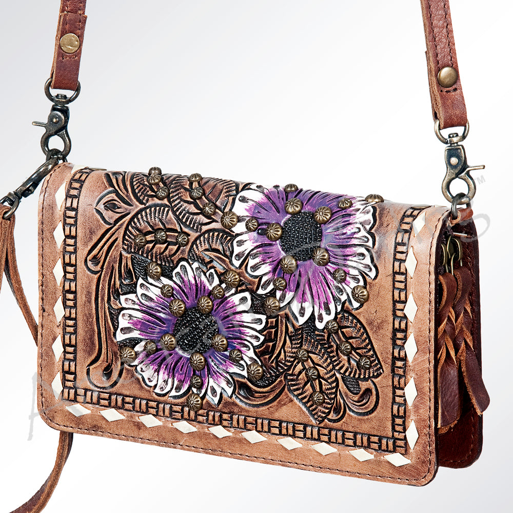 American Darling ORGANISER Upcycled Wool Genuine Leather women bag western handbag purse