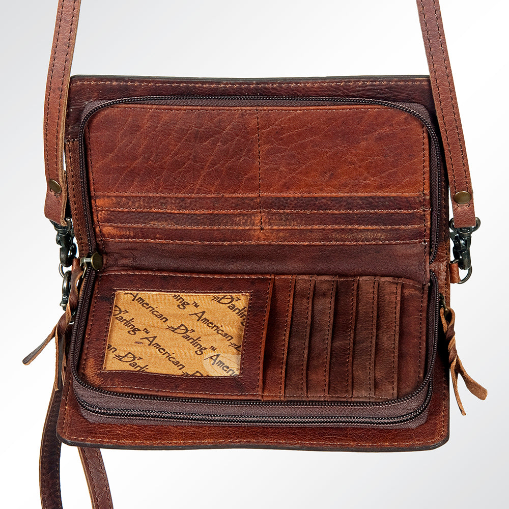 American Darling ORGANISER Upcycled Wool Genuine Leather women bag western handbag purse