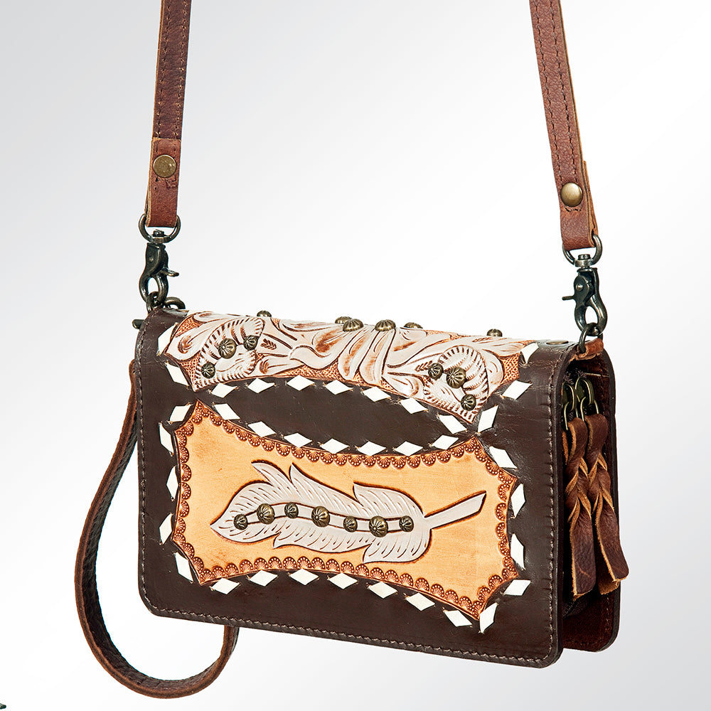 American Darling ORGANISER Upcycled Wool Genuine Leather women bag western handbag purse