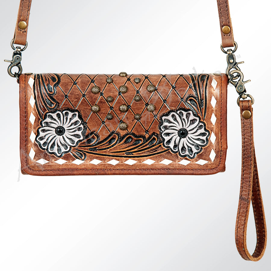 American Darling Western Wallet Bag Hair-On Cowhide Genuine Vegetable Tanned Leather Travel Clutch with YKK Zipper