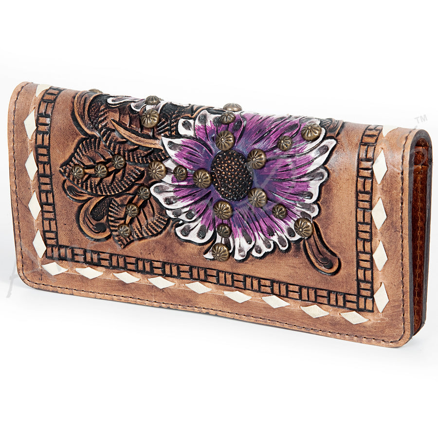 American Darling Hand Tooled Leather Western Clutch Bag - Uhorse