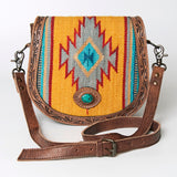American Darling CrossBody Saddle Blanket Fabric Genuine Leather Western Women Bag Handbag Purse | for Cute Travel