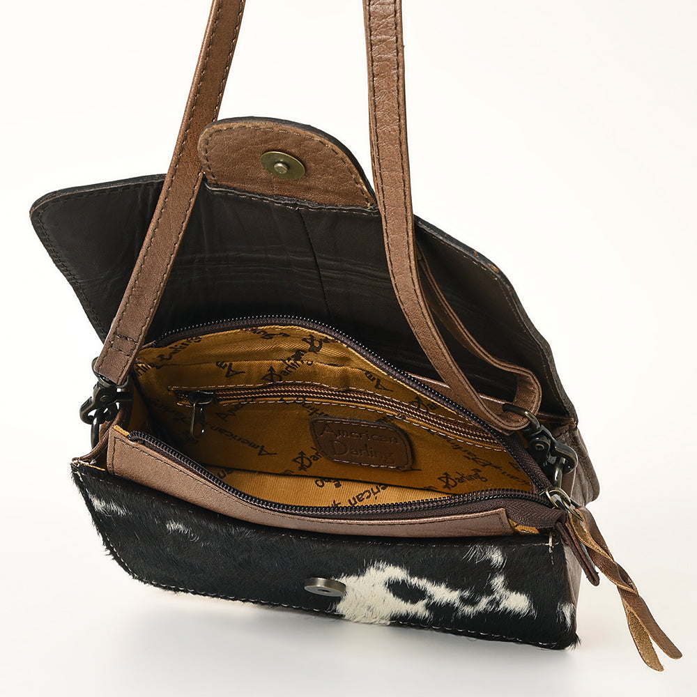 American Darling Cross Body Hand Tooled Hair on Genuine Leather Western Women Bag Handbag Purse | for Cute Crossbody