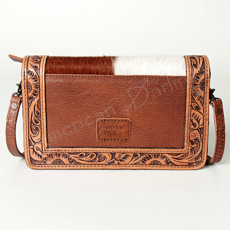 American Darling Wallet Bag Hand Tooled Floral Carved Cowhide Genuine Leather Western Purse with YKK Zipper