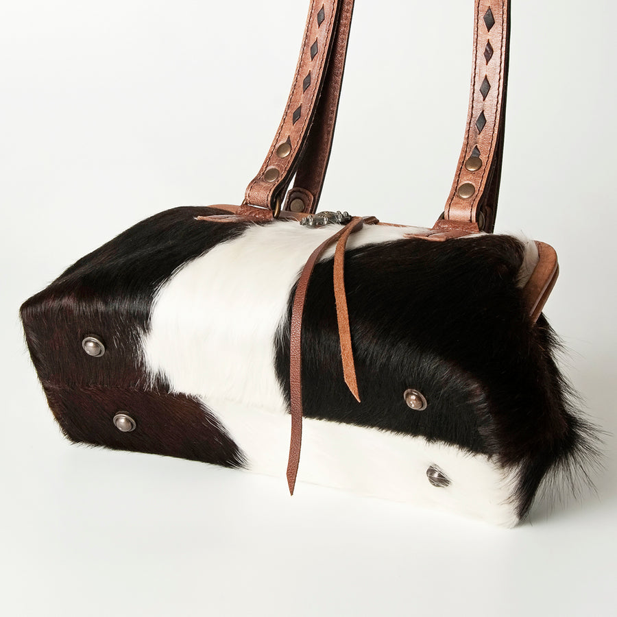 American Darling Clutch Bag Western Hair-On Cowhide Genuine Leather Purse with Concho and Tassels for Women