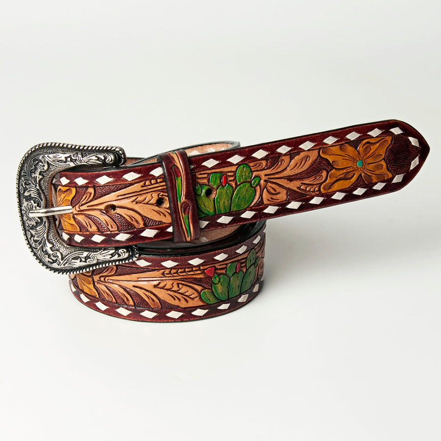 Beautifully Hand Tooled Hand Painted Genuine American Leather Belt Men and Women Bling - Uhorse