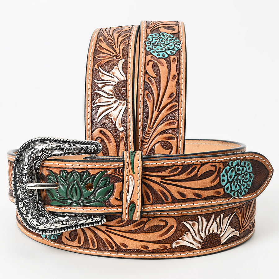 Beautifully Hand Tooled Hand Painted Genuine American Leather Belt Men and Women - Uhorse