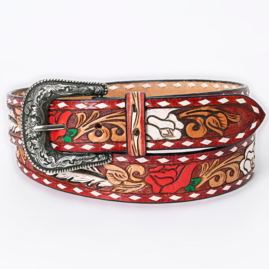 American Darling Beautifully Hand Tooled Tan Genuine Leather Belt Men and Women Western with Removable Buckle