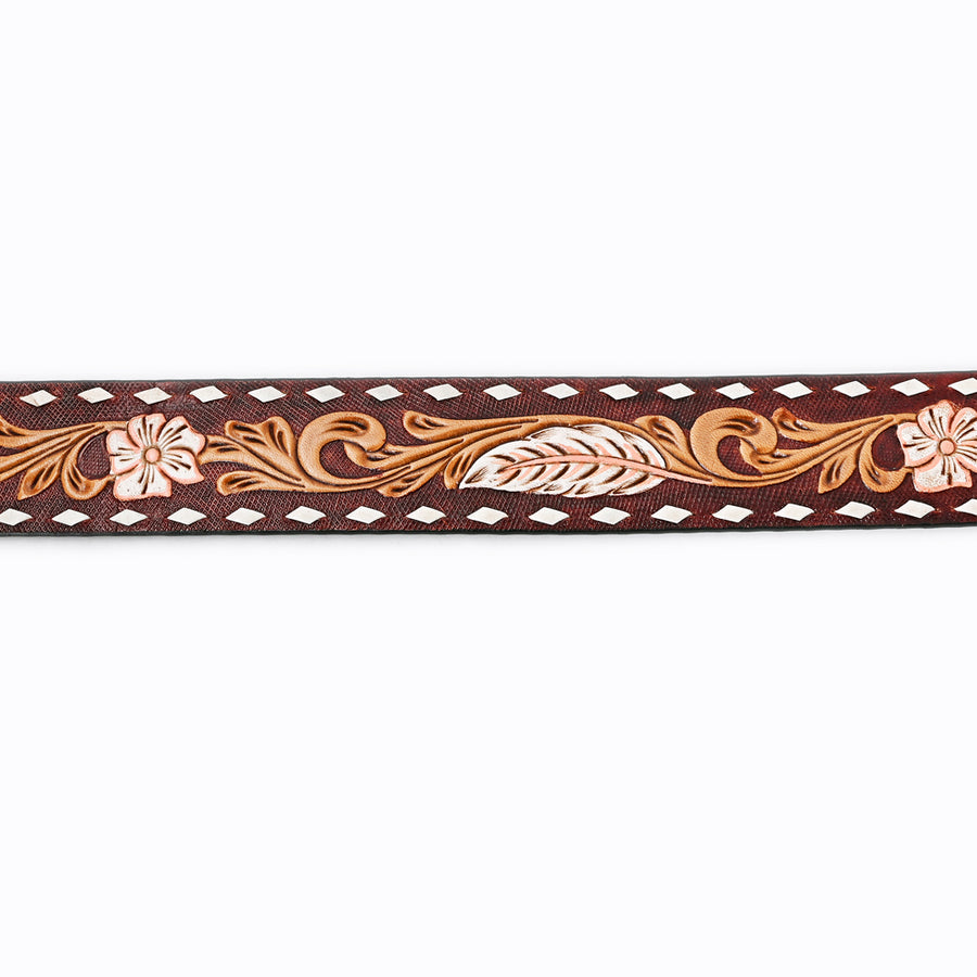 American Darling Beautifully Hand Tooled Tan Genuine Leather Belt Men and Women Western with Removable Buckle
