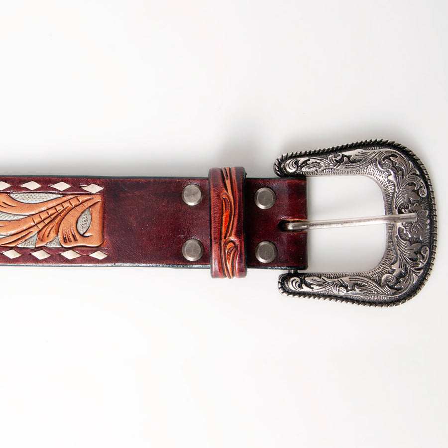 American Darling Beautifully Hand Tooled Tan Genuine Leather Belt Men and Women Western with Removable Buckle