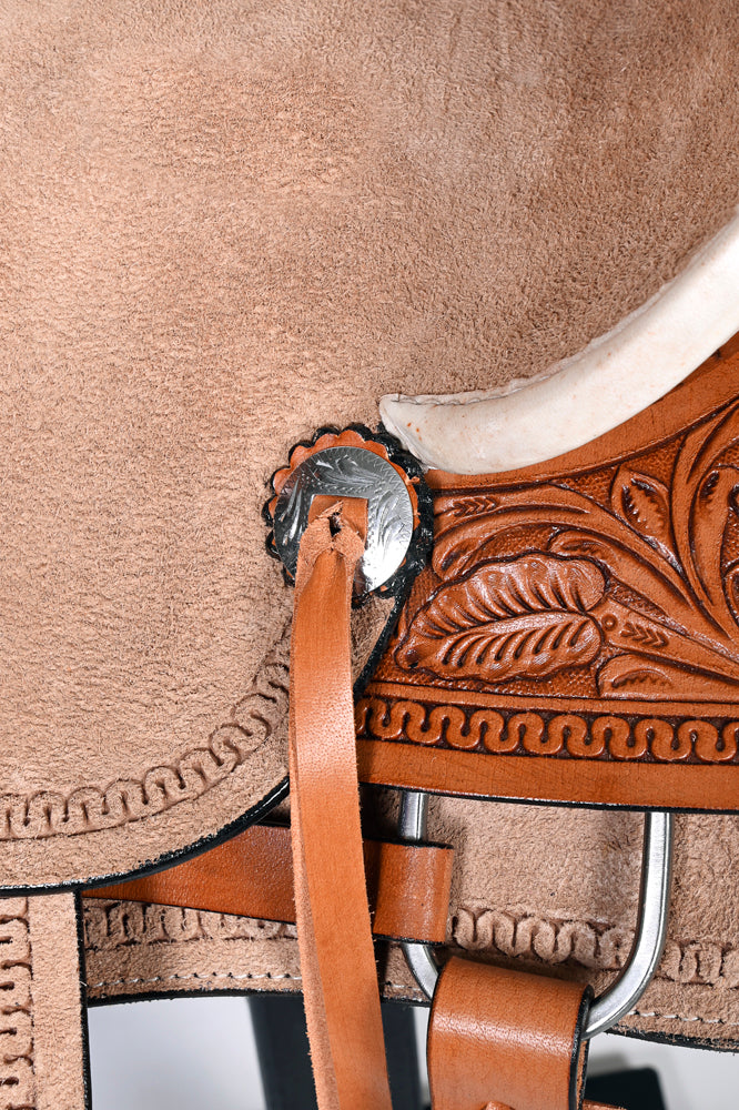 Comfytack Tan Western Kids Youth Children Miniature Pony Saddle Leather Trail Tack | Hand Tooled Saddle | Western Saddle | Saddle for Horses | Horse Tack Set