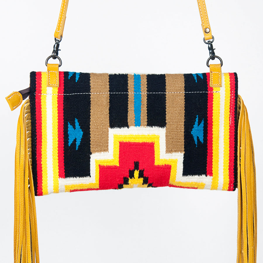 American Darling Small Cross body Bag Hand Tooled Floral Carved Saddle Blanket Genuine Leather Western Purse with Fringes