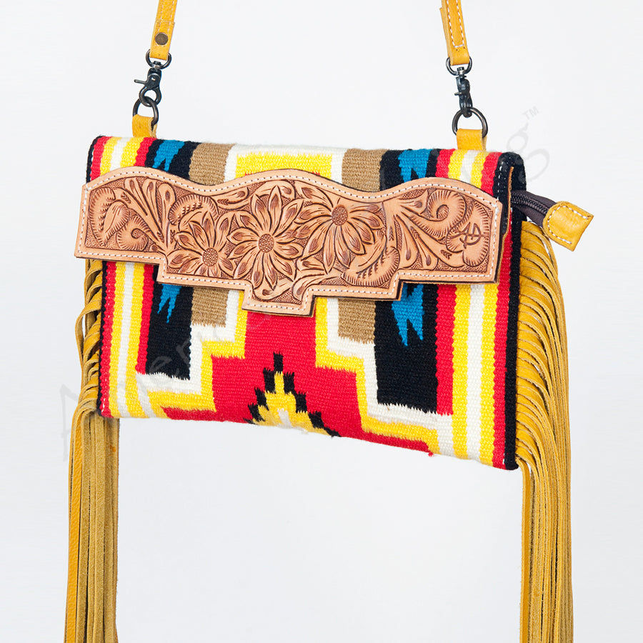American Darling Hand Tooled Floral and Saddle Blanket Western Small Cross body Bag - Uhorse