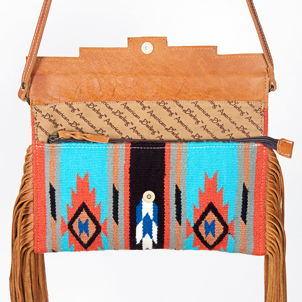 American Darling Cross Body Saddle Blanket Fabric Genuine Leather Western Women Bag Handbag Purse |College Casual Travel Bags