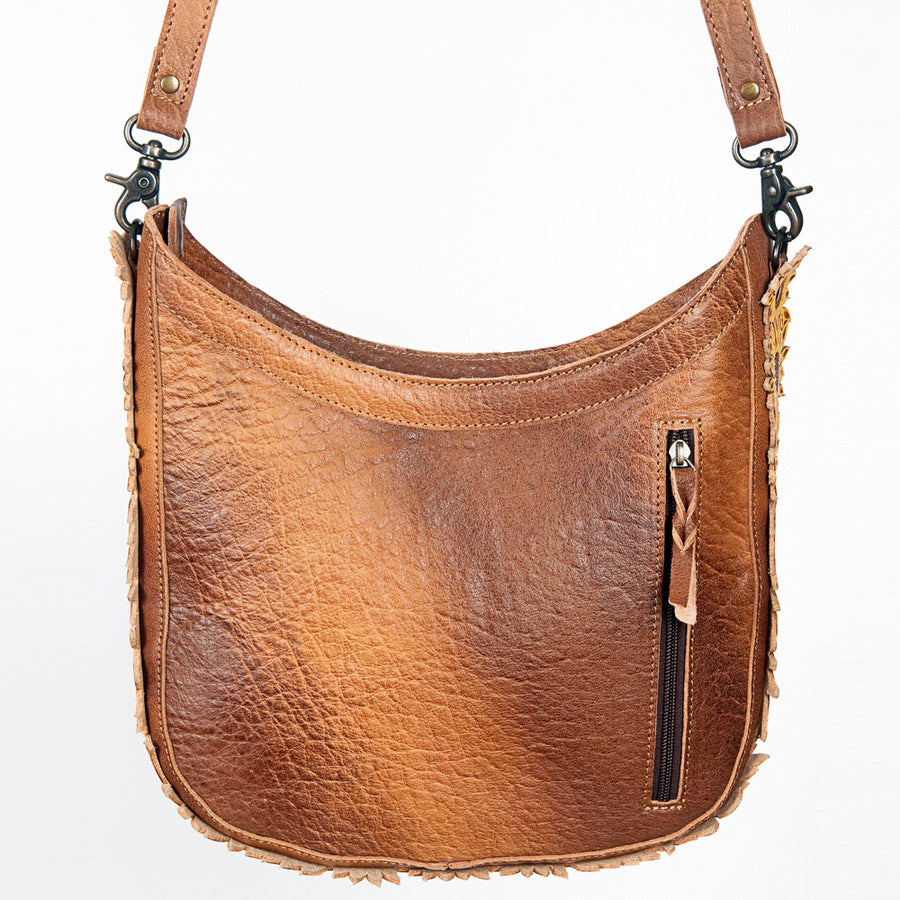American Darling Hobo Bag Western Hand Tooled Floral Genuine Leather Crossbody with Hand Woven Saddle Blanket & YKK Zipper
