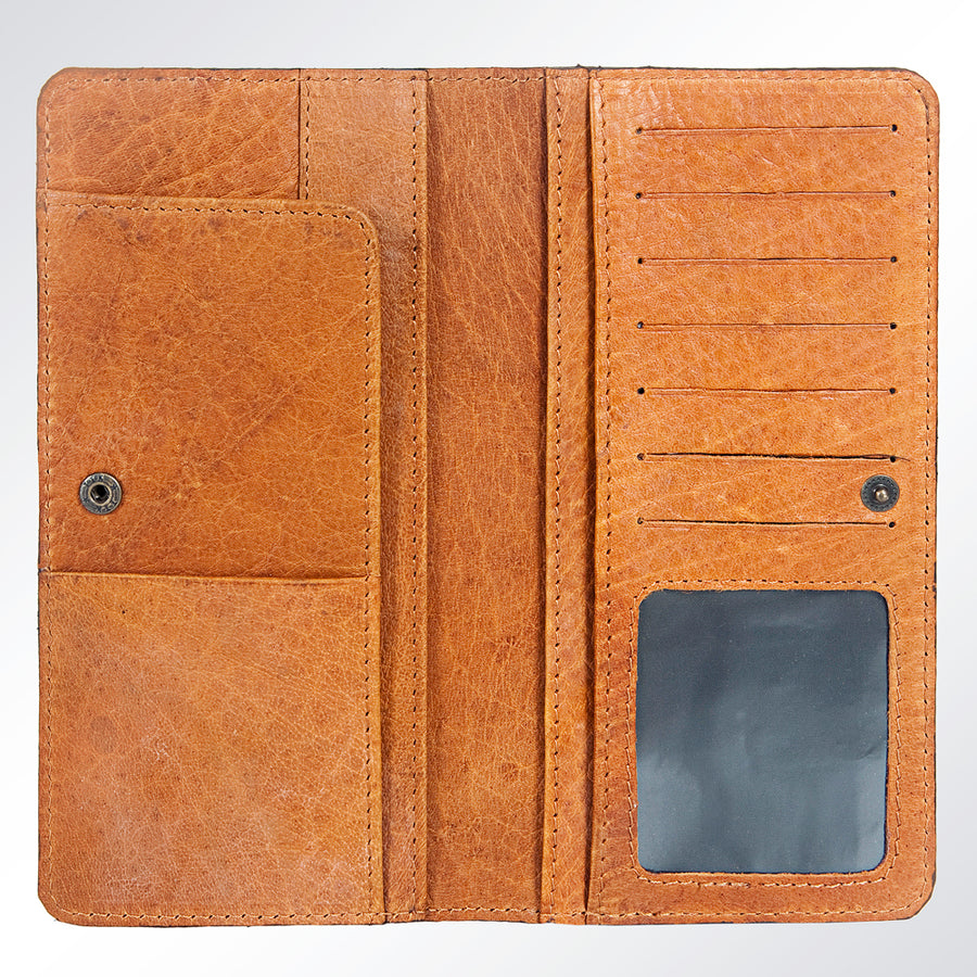 American Darling Western Clutch Bag Hand Tooled Floral Carved Genuine Vegetable Tanned Leather Purse with YKK Zipper