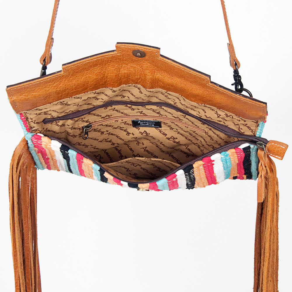 American Darling Cross Body Saddle Blanket Fabric Genuine Leather Western Women Bag Handbag Purse |College Casual Travel Bags