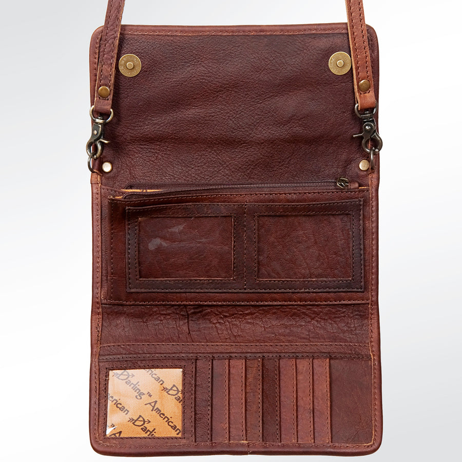 American Darling Western Wallet Bag Hair-On Cowhide Genuine Vegetable Tanned Leather Travel Clutch with YKK Zipper