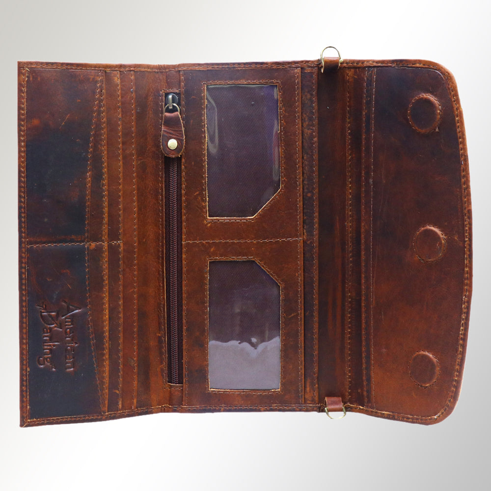 American Darling Wallet Hair on Full Grain Genuine Leather Western Women Bag | Handbag Purse Travel Clutch