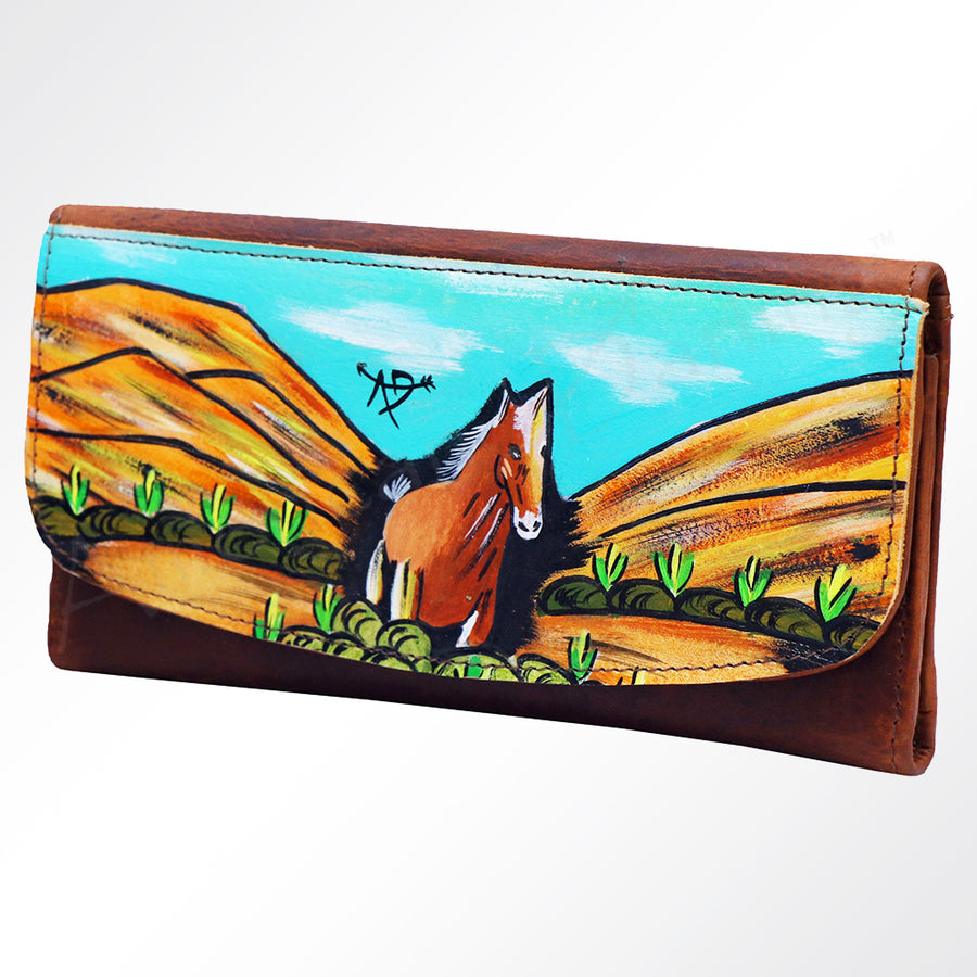 American Darling Wallet Full Grain Genuine Leather Western Women Bag | Handbag Purse Wristlet Travel Clutch - Uhorse