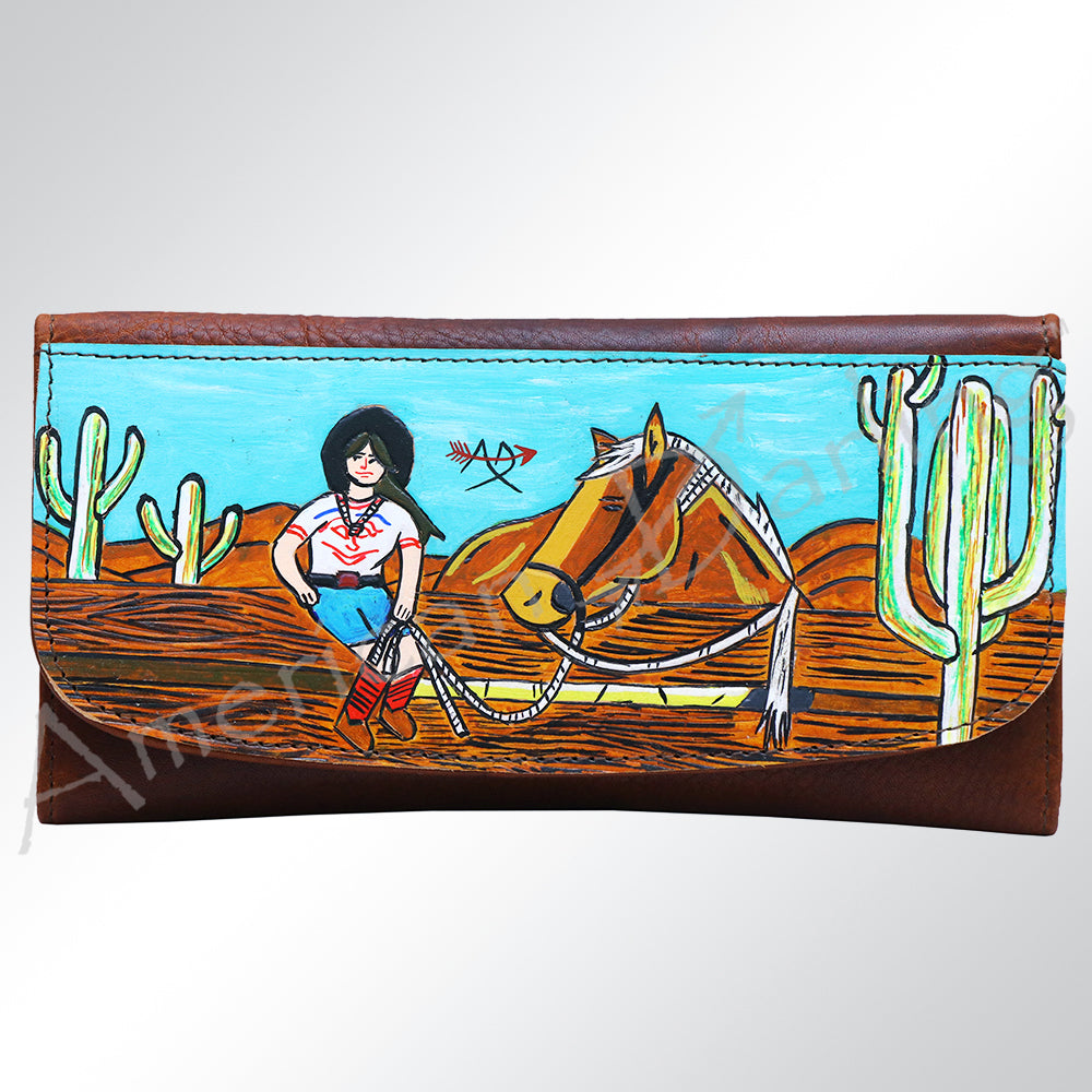 American Darling Wallet Hair on Full Grain Genuine Leather Western Women Bag | Handbag Purse Travel Clutch