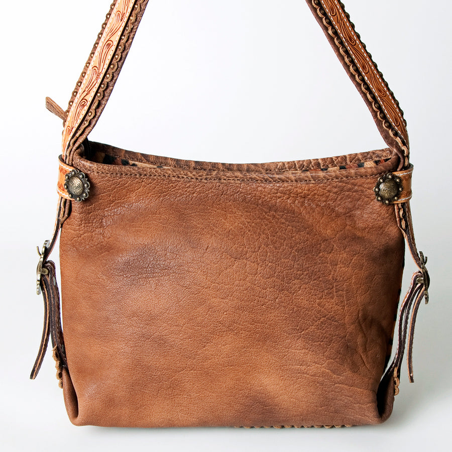 American Darling Hobo Bag Western Hand Tooled Floral Genuine Leather Purse with Rivetted Detail and YKK Zipper for Women