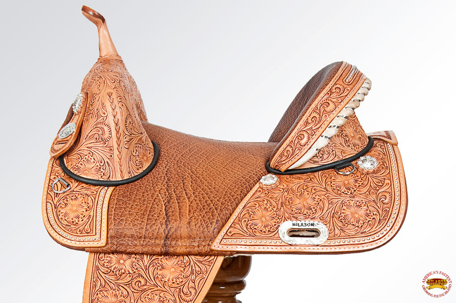 Hilason Western Trail Treeless Barrel Racing American Leather Saddle